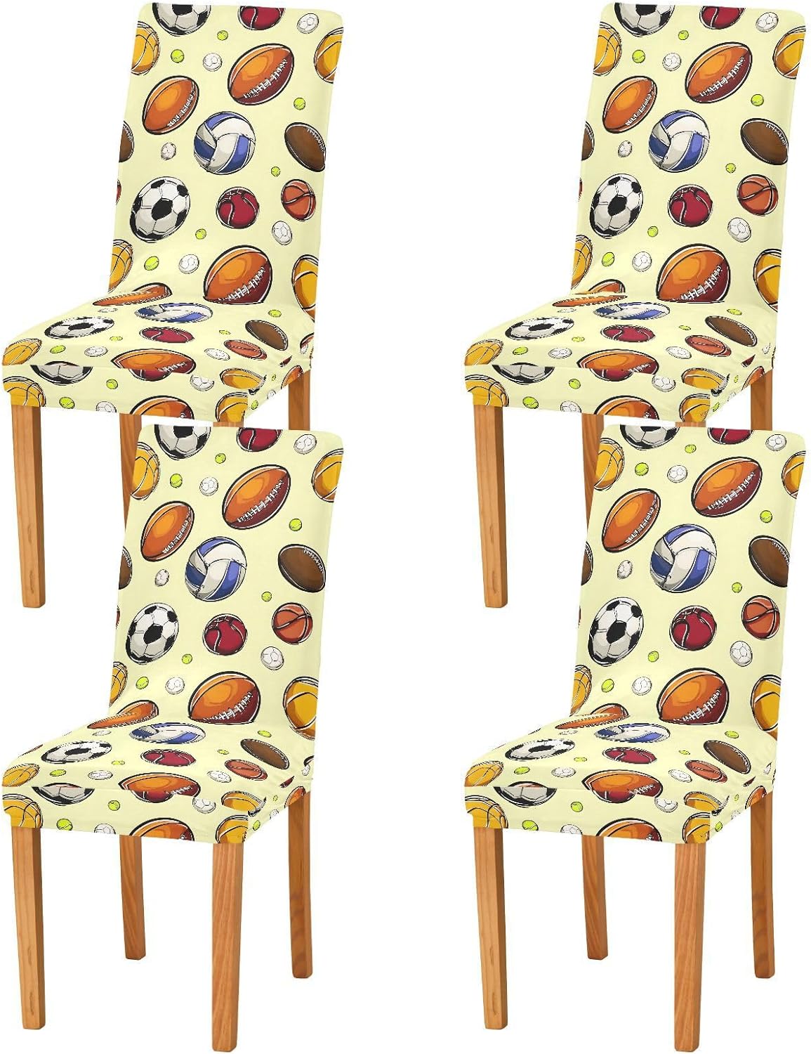 ALAZA Chair Covers for Dining Room, Rugby Baseball Football Pattern Stretch Chair Cover Sets Chair Protector Removable Washable for Ktichen Restaurant Hotel