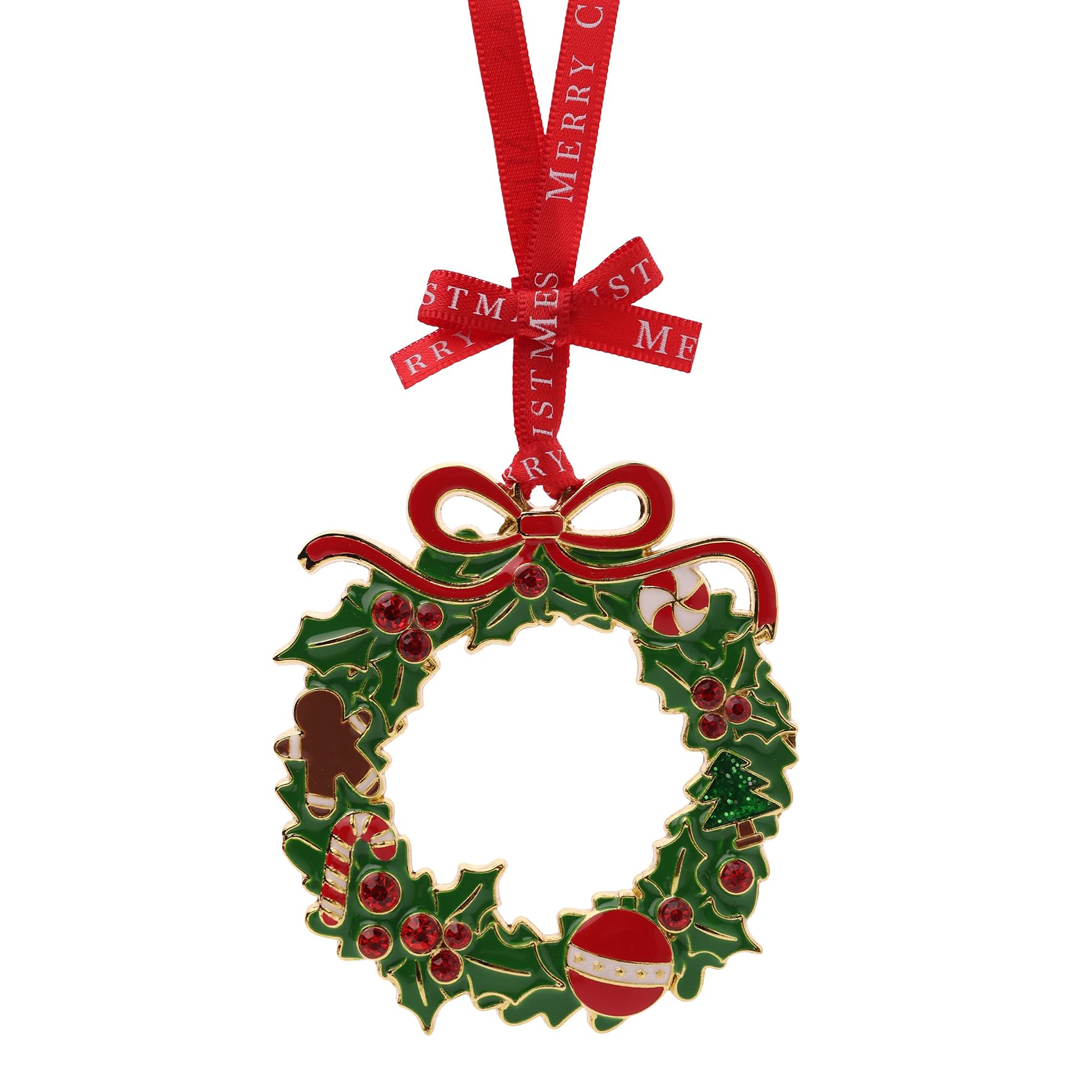 Widdop And Co Multicolour Regal Tidings Collectable Tree Decoration – Christmas Wreath Ornament With Red Ribbon & Holly Detailing