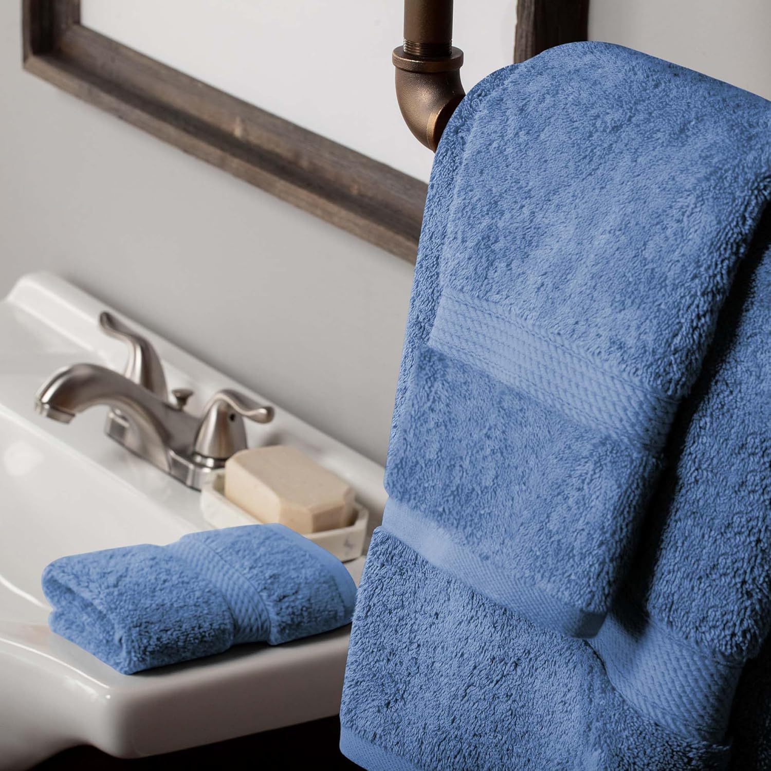 Superior Juego de Toallas de Pelo de algodón Egipcio de 3 Piezas, Incluye 1 Baño, 1 de Mano, 1 Toalla de Cara, Toallas de Lujo ultrasuaves, Esenciales de Felpa Gruesa, SPA, Baño de Invitados