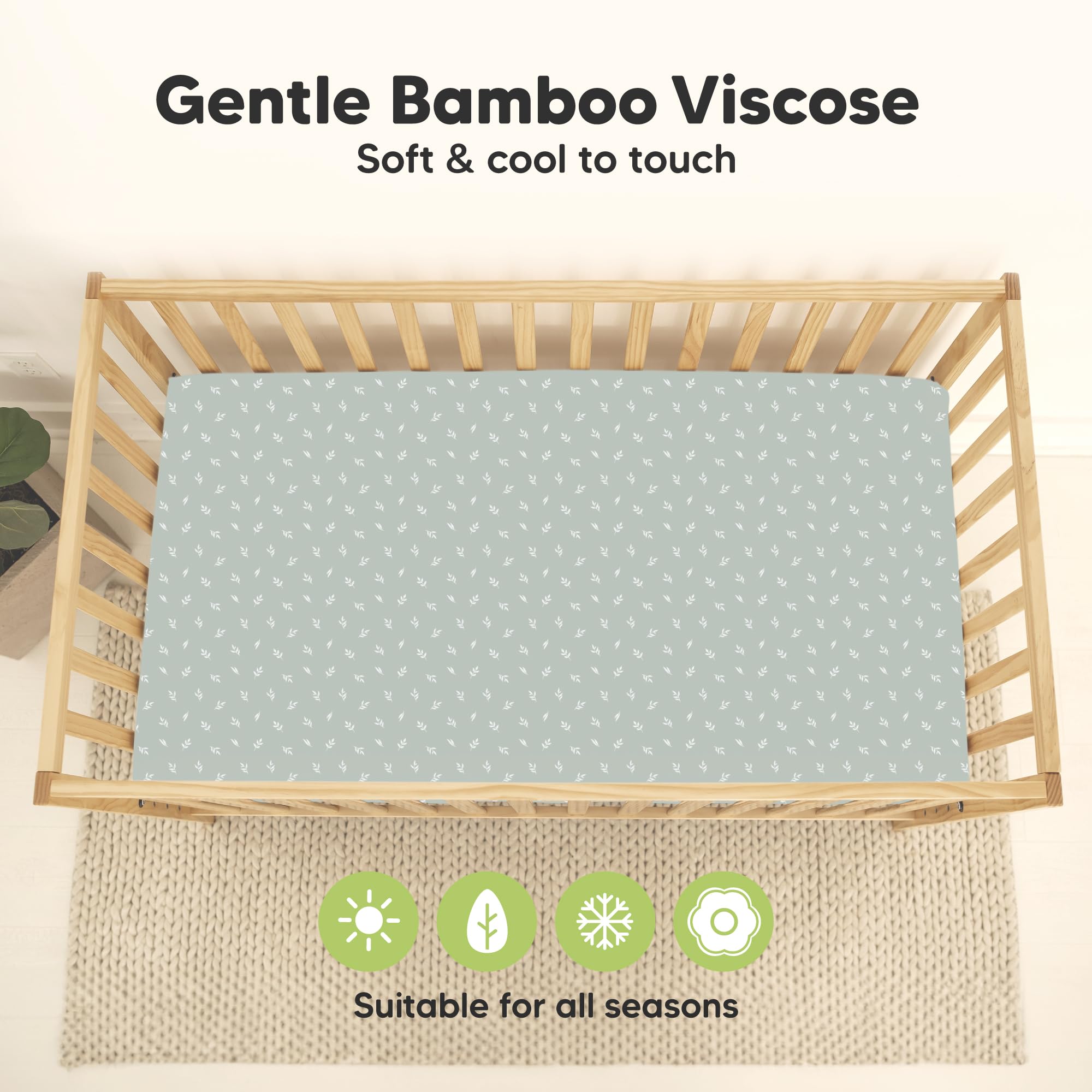 Paquete de 2 sábanas impermeables para cuna de bebé para niños y niñas, 52 x 28 pulgadas, viscosa derivada de bambú, sábana de cama para niños pequeños, funda protectora de colchón ajustable para cama