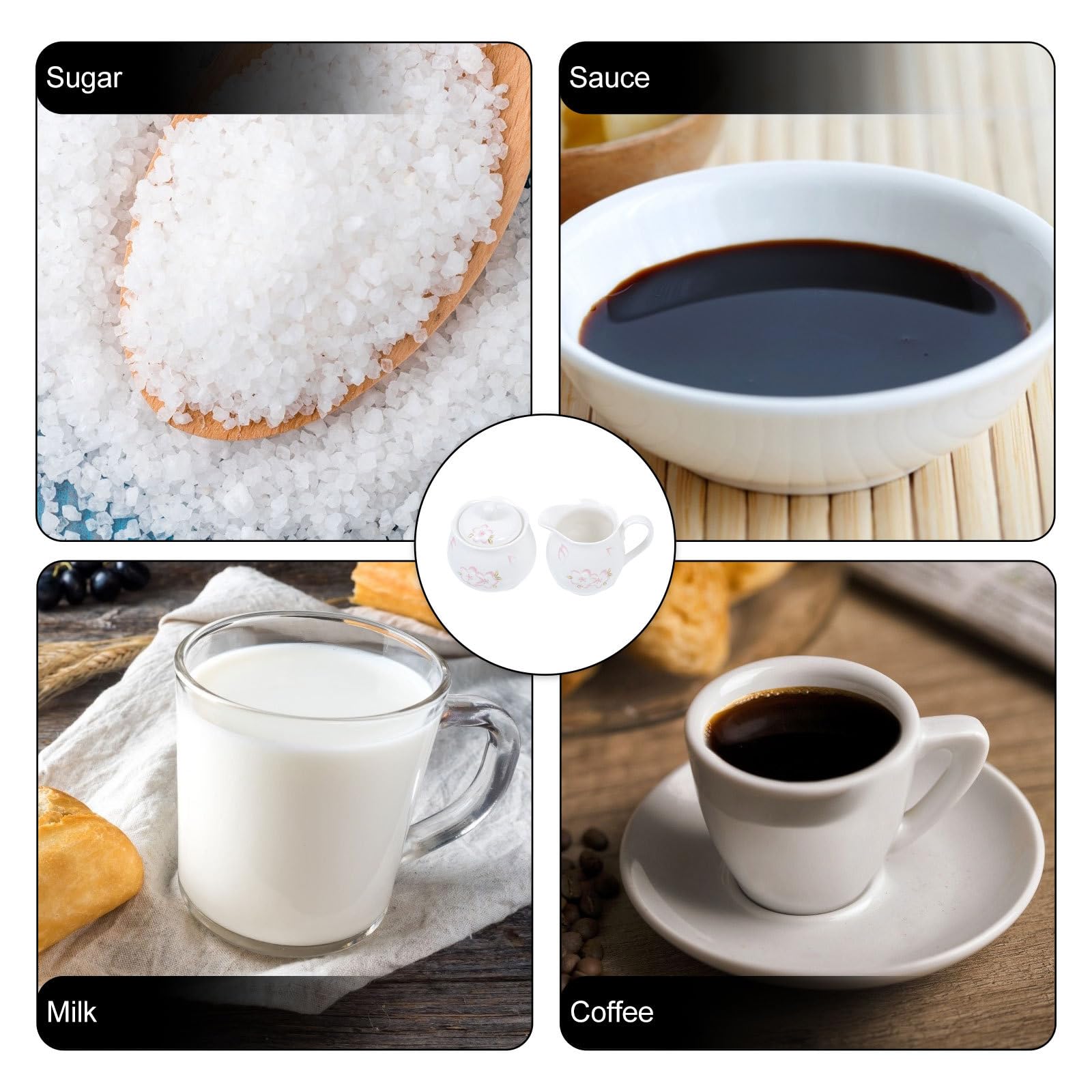 Pot à Lait et Sucrier en Céramique Gaufrée Blanc, 2 Pièces avec Couvercle, Ustensile à Café, Compatible Usage Maison et Restauration, Ensemble de Service Café et Sucre