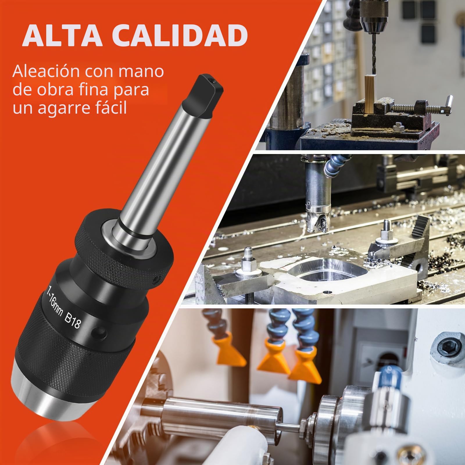 GETLITOOL Portabrocas Sin Llave de Ajuste Automático 1-16 mm MK3-B18, Cono Morse MK3 Autoaprehensible para Torno, Taladradora de Columna y Fresadora