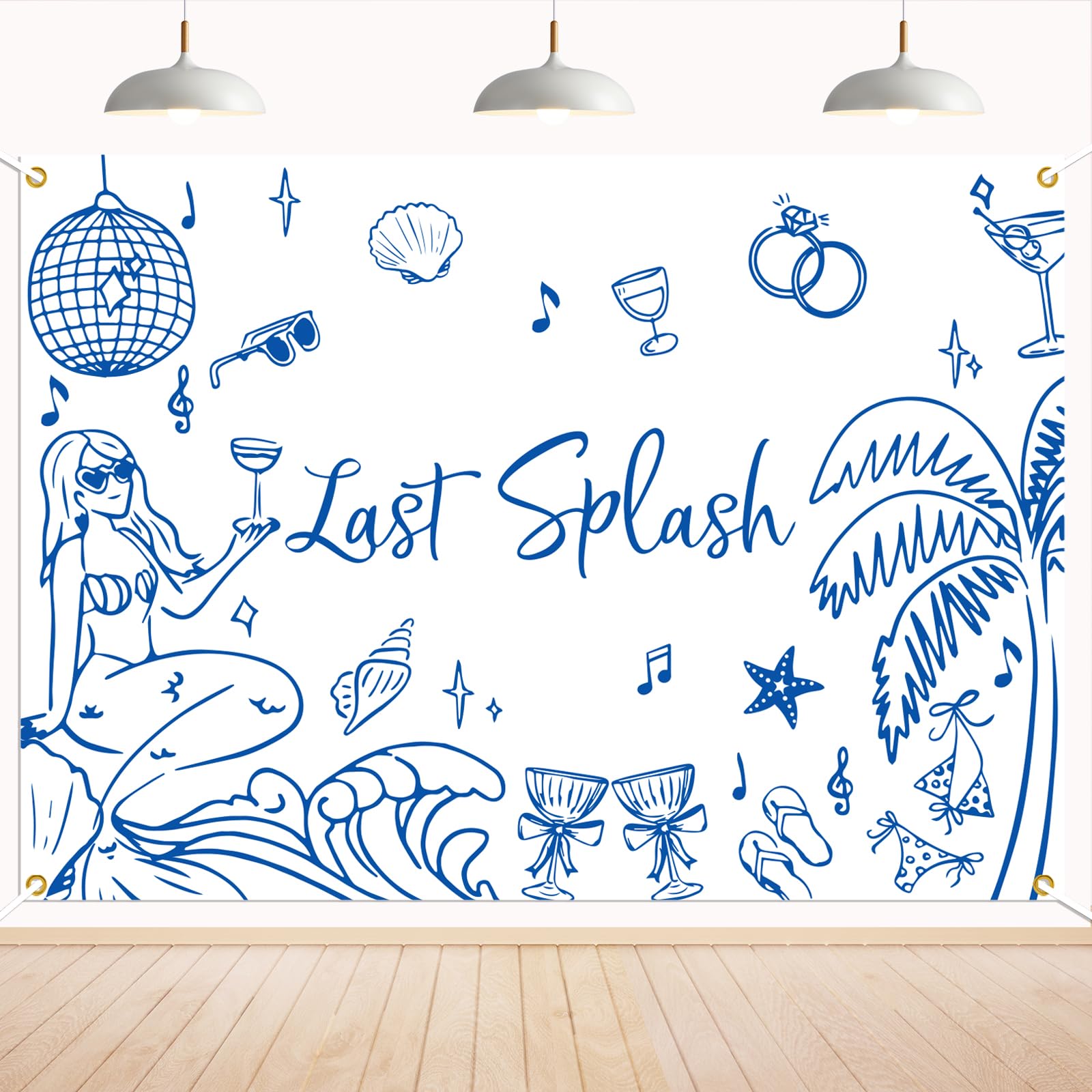 Seashells & Wedding Bells Banner - Last Splashes Backdrop, Last Toast on The Coast Decor, Retro Coastal Bride to Be Banner, Beach Bachelorette Party