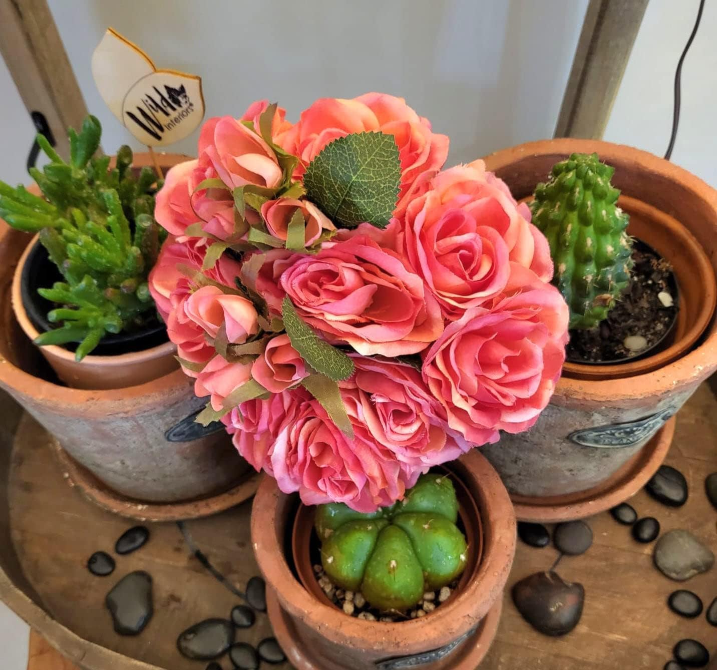 JenlyFavors 2 PCS Rose Artificial Silk Flower Bouquet Dark Coral Wedding Bouquet Home Decor...