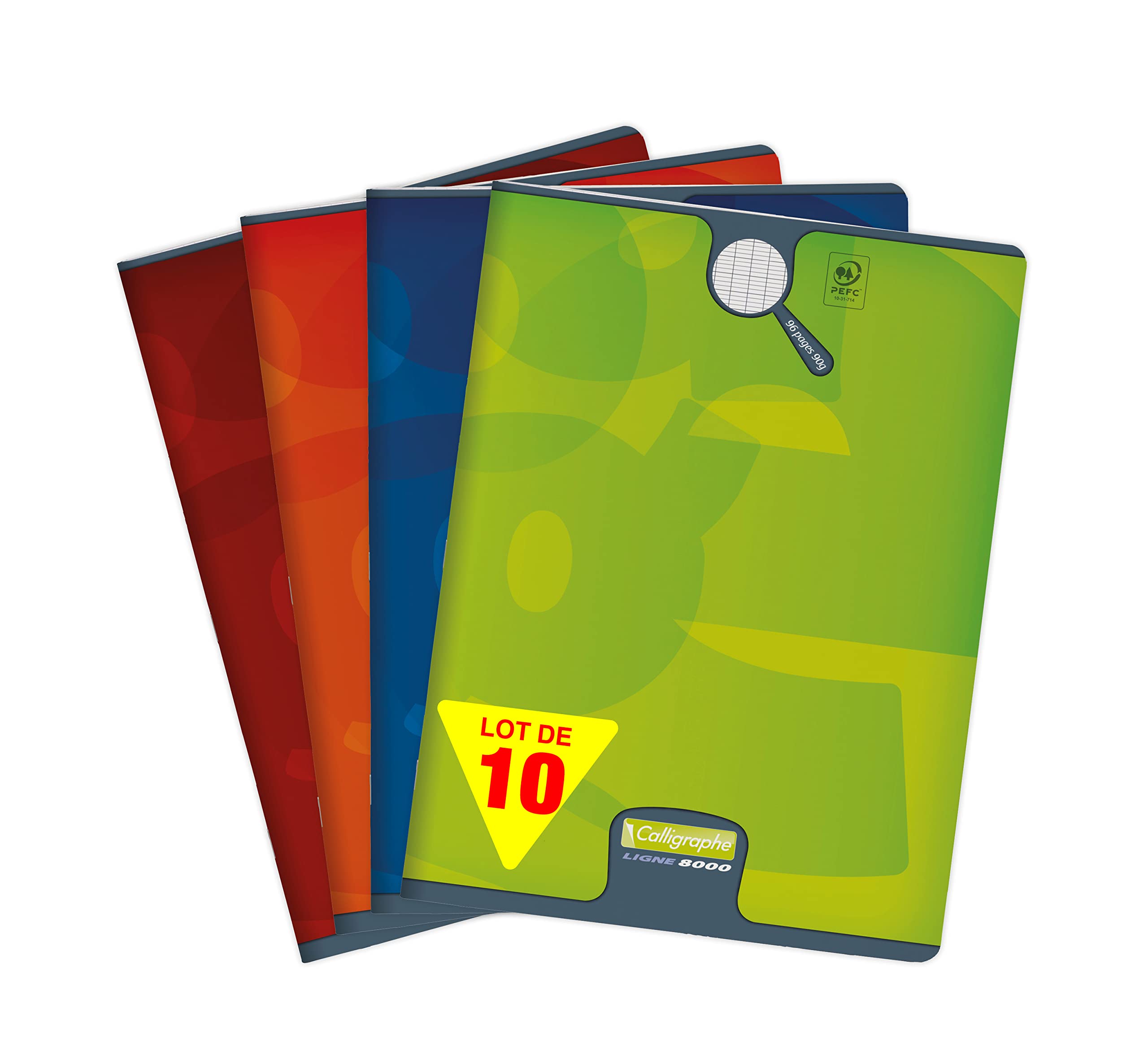 Calligraphe 108793C Set of 10 Stapled Notebooks (a Clairefontaine Brand) - 24x32cm - 96 Seyes Ruled Pages - 90g White Paper - Laminated Cover - Random Colours