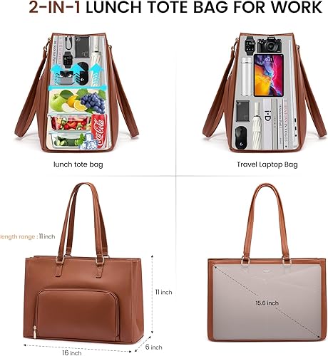 Vista 220 de LOVEVOOK Bolsa para computadora portátil para mujer, 15.6 pulgadas, bolsa de mano para computadora portátil, bolsa de trabajo para profesores, bolsa