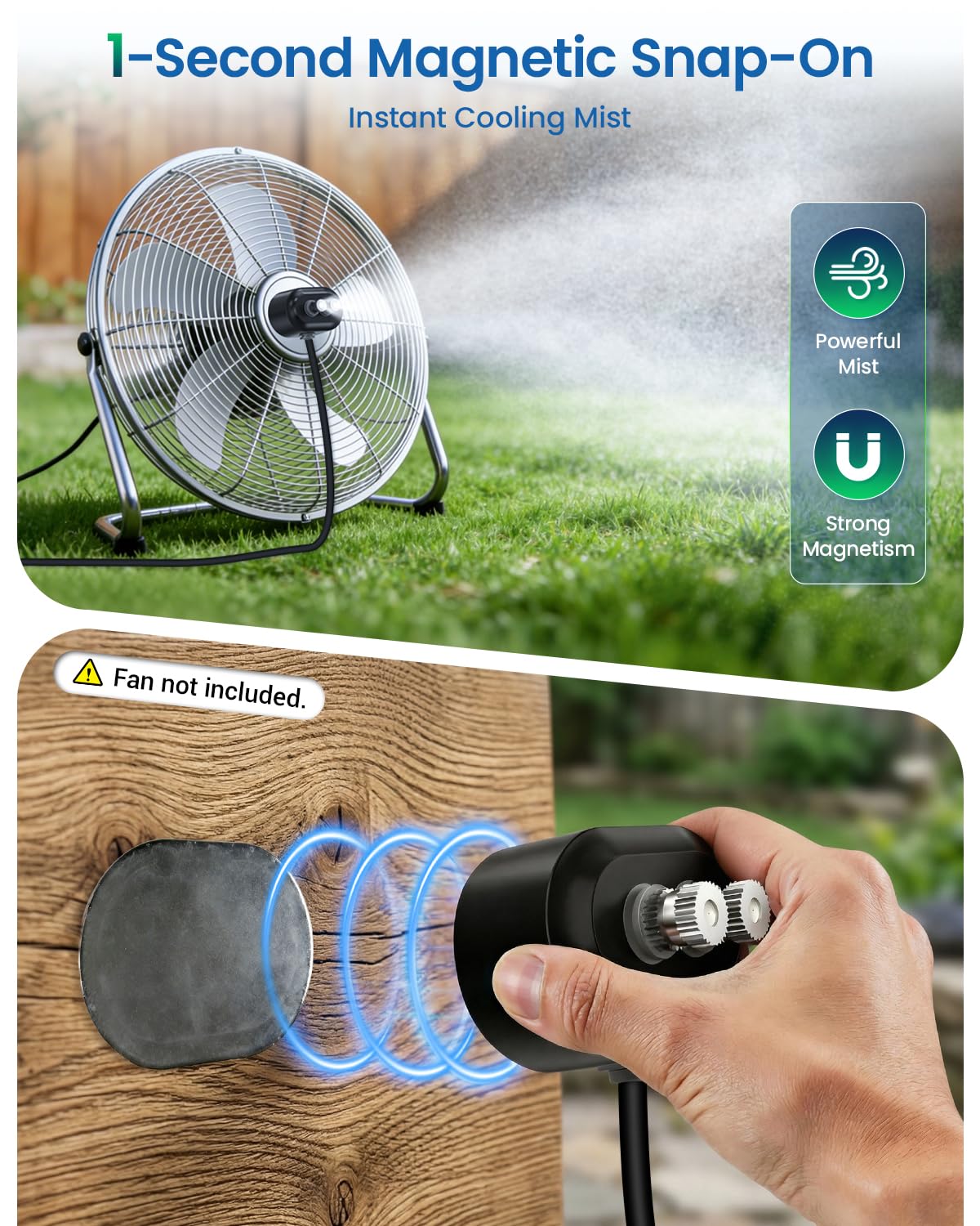 Ausic Sistema de nebulización magnético portátil con bomba, kit de 6000 mAh para exteriores para patio exterior, carrito de golf, pulverizador de agua para enfriar deportes, toldo, playa, campamento