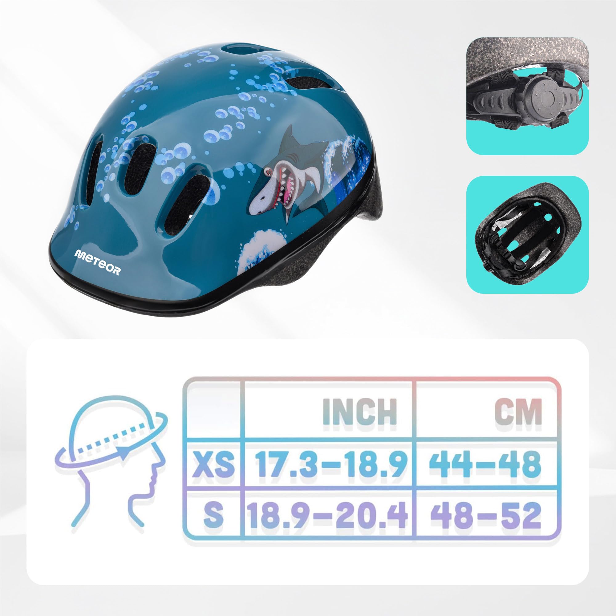 meteor Casco Bici Ideale per Bambini - Caschi Perfetto per Downhill Enduro Ciclismo MTB Scooter - Helmet per Tutte Le Forme di Attività in Bicicletta Helmo