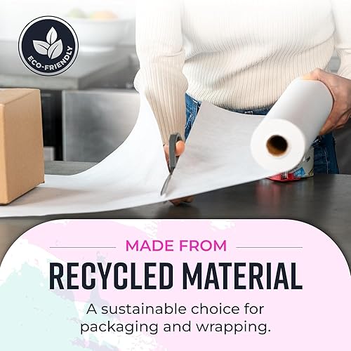 Miniatura 4 de Rollo de papel kraft blanco para artes y manualidades, paquete de 2 rollos de 18 pulgadas por 100 pies, ideal para pinturas, arte de pared, papel de