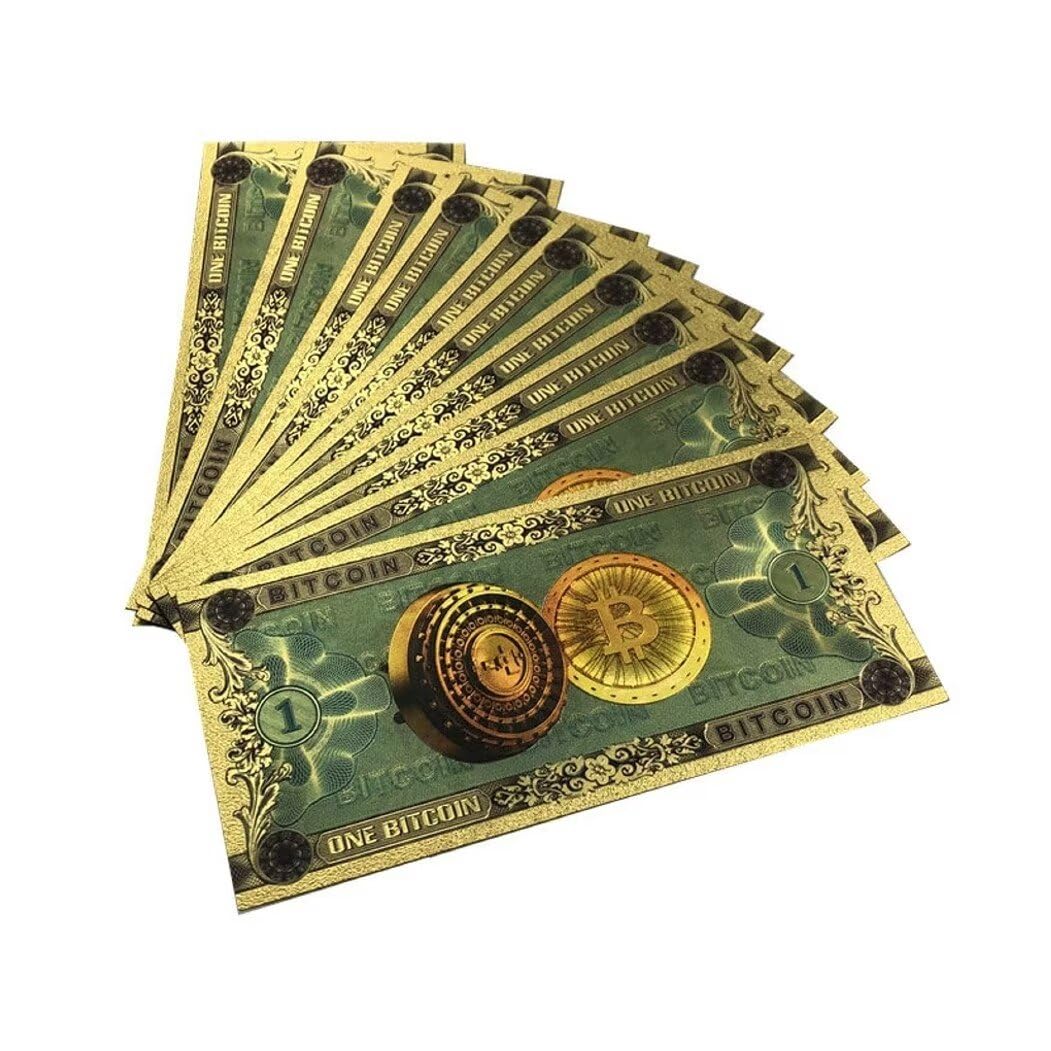 10pc One Bitcoin Bills, Golden Color Foil ONE Bitcoin Banknote BTC Bills  Souvenir Banknotes for Collection : Amazon.com.au: Toys & Games