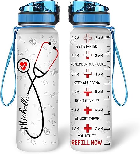 Vista 66 de Hyturtle Botella de agua motivacional personalizada con texto en inglés "She Works Willingly With Her Handy Proverbios", regalo para enfermeras