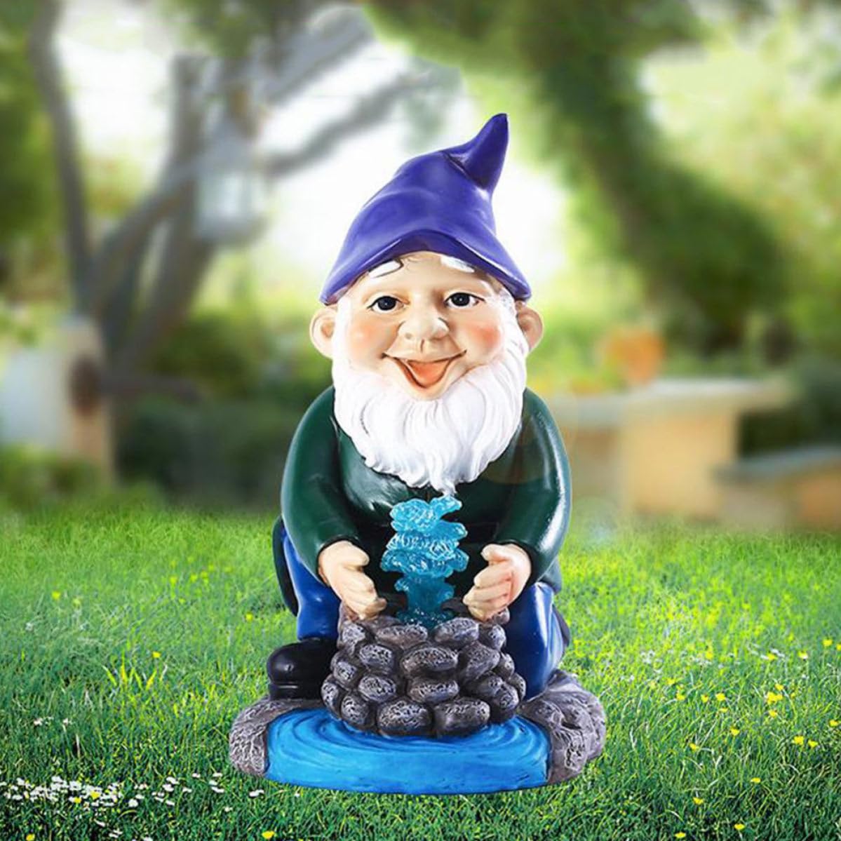 Toyvian Gnomo da Giardino Solare Decorativo, Statuetta Esterna in Resina