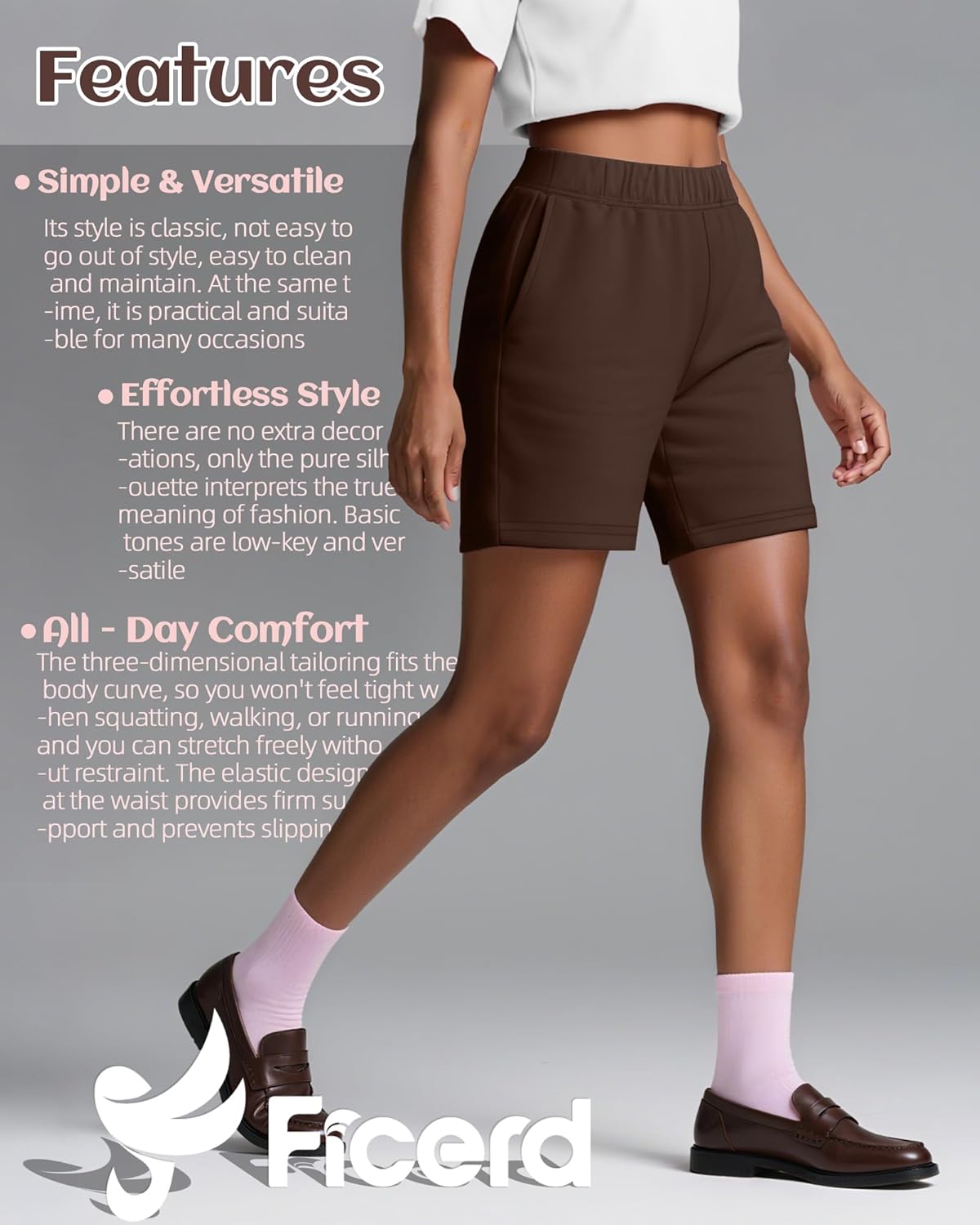 Ficerd 3 Pack Women's Sweat Shorts High Waisted Casual Summer Workout Comfy Lounge Short with Pockets Athletic Trendy Pants