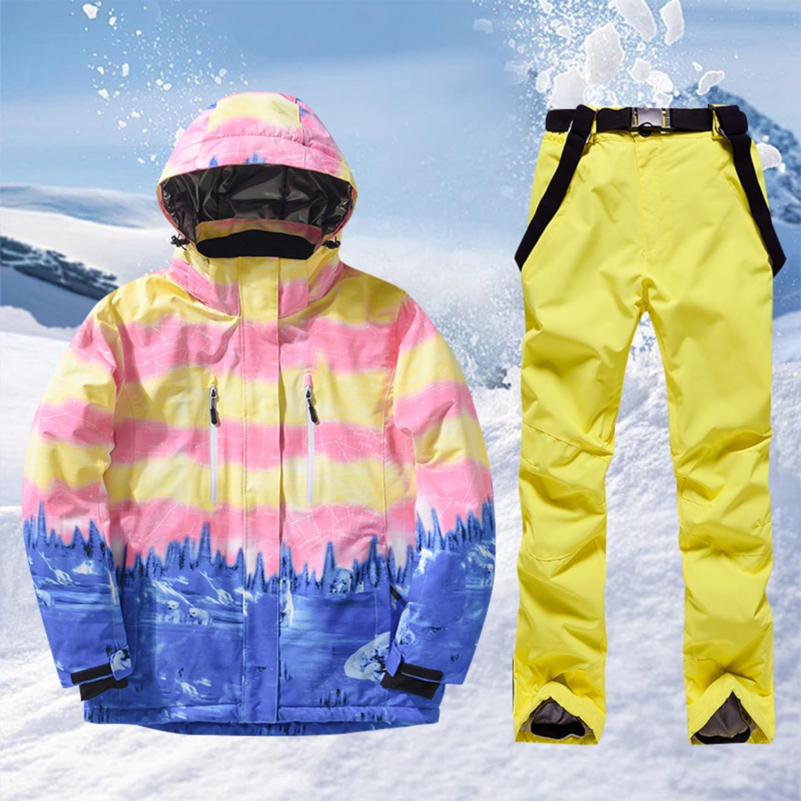 Sunnyuk Tute da Sci Uomo Salopette Elegante da Sci Completo da Neve Taglie Forti Tuta Montagna Curvy Termico da Snowboard Intera Invernale