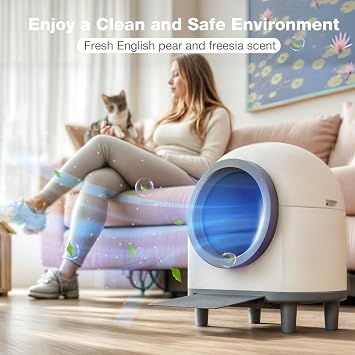 80L Extra-Large Self Cleaning Cat Litter Tray - Automatic Smart Litter Box with App Control, Multiple Safety Sensors & Odor Removal - Quiet & Anti-Pinch Robot for Multiple Cats