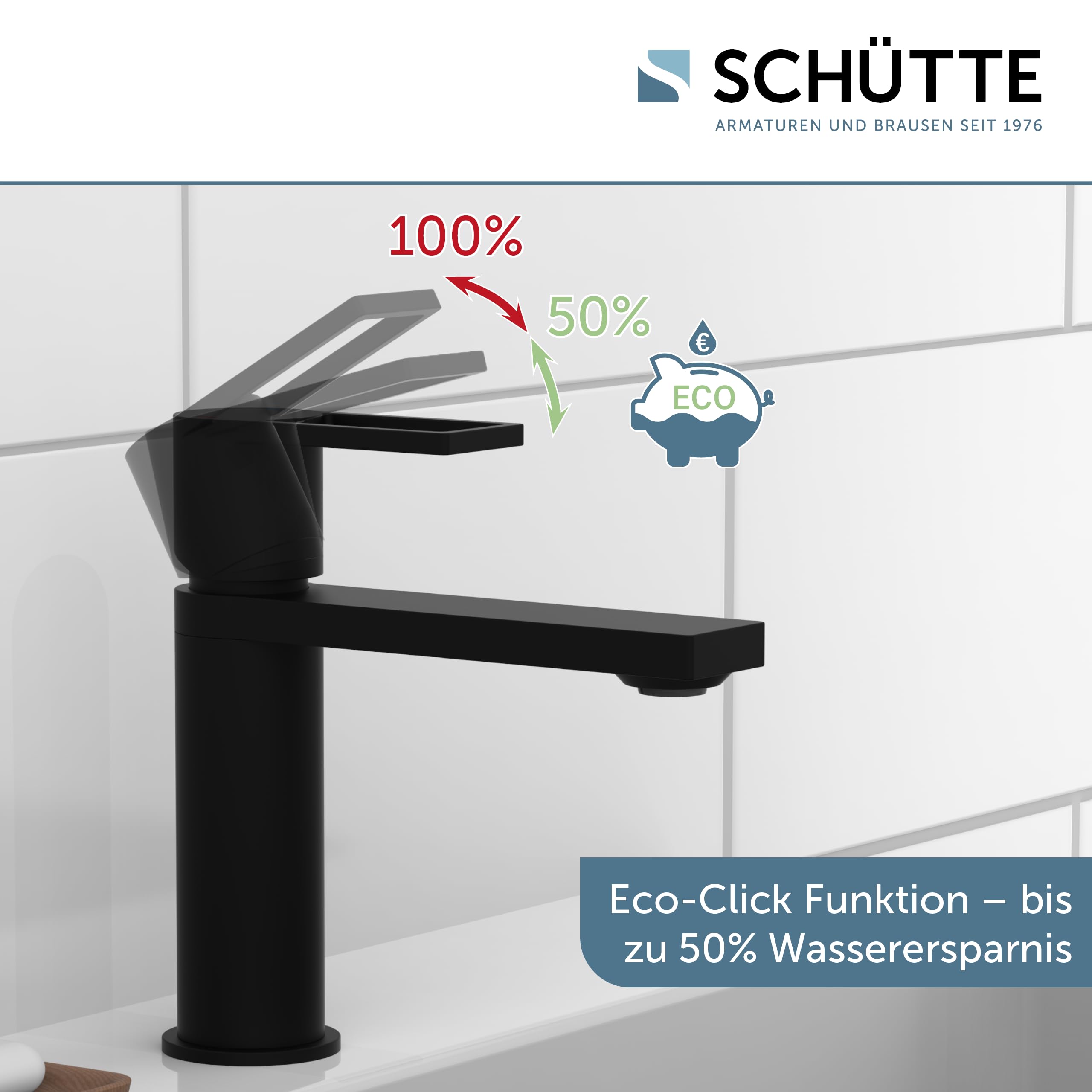 SCHÜTTE MANHATTAN 33016 bateria umywalkowa łazienkowa z zestawem odpływowym, jednouchwytowa bateria łazienkowa z korkiem odpływowym, bateria mieszakowa, umywalka, czarna