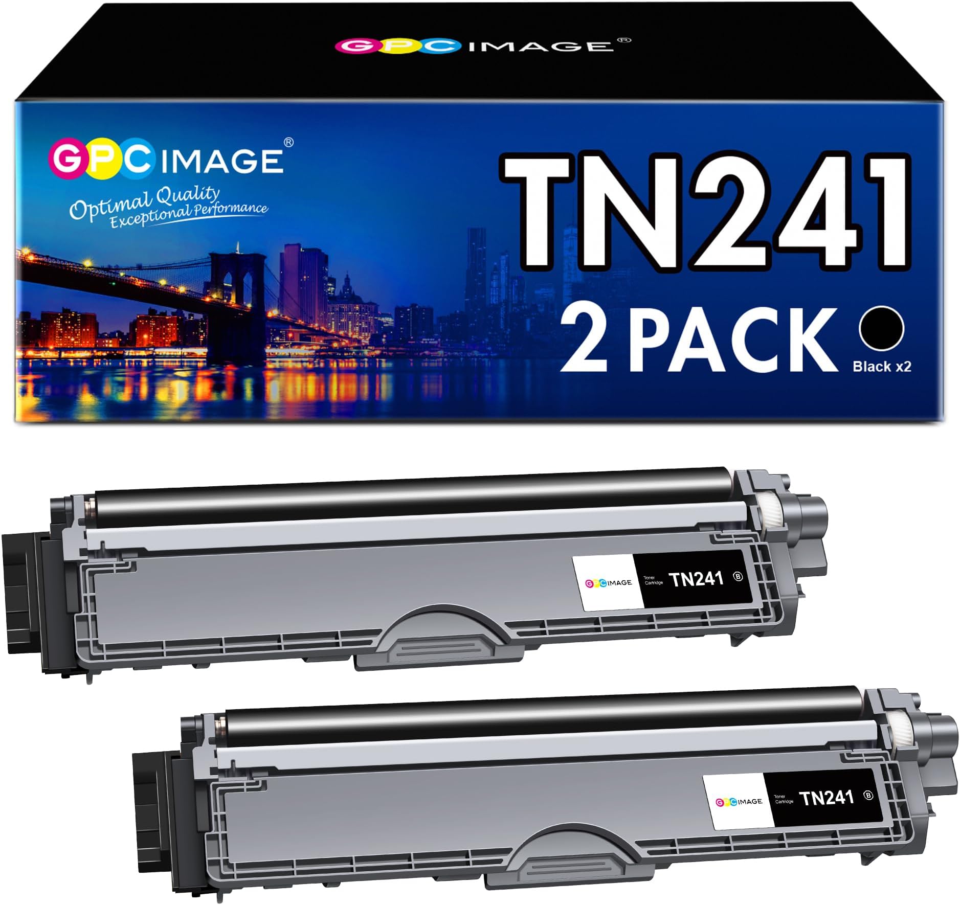 TN241 Toner Cartridges Compatible for Brother TN241 TN-241 Toner Cartridges for HL-3140CW HL-3150CW HL-3170CW DCP-9015CDW DCP-9020CDW MFC-9330CDW (Black, 2-Pack)