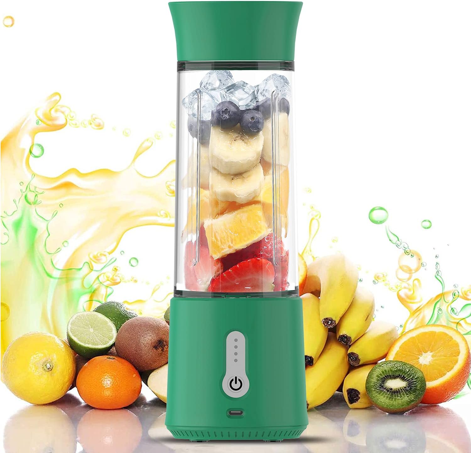 XVersion Portable Blender 500ML, Smoothie Blender, Portable Juicer Blender Smoothie Maker, Mini blender, High Speed 6-Blades for Office,Gym,Outdoor,Home,Travel,Baby Food Blender (Green)