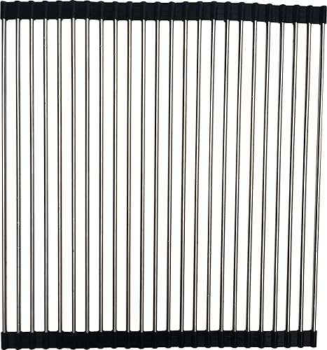 Miniatura 5 de Escurridor de platos enrollable sobre el fregadero, escurridor de platos portátil de acero inoxidable, escurridor de platos plegable, escurridor de