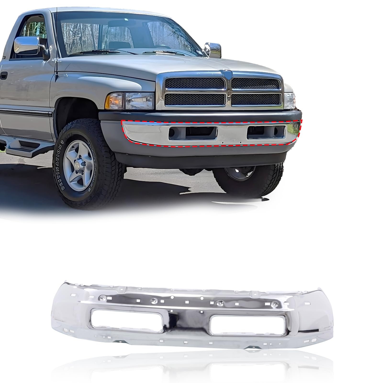 CarPartsDepot Front Chrome Bumper Face Bar