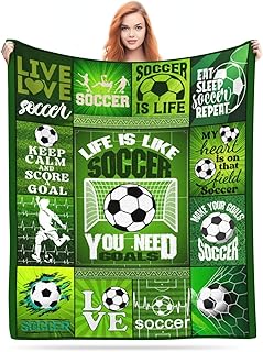 Hairxr Soccer Blanket Fleece Soccer Balls Throw Football Team Player Sports Blankets 40X50 Inch Mom Gifts for Boys Teen Girls Men Women Coach