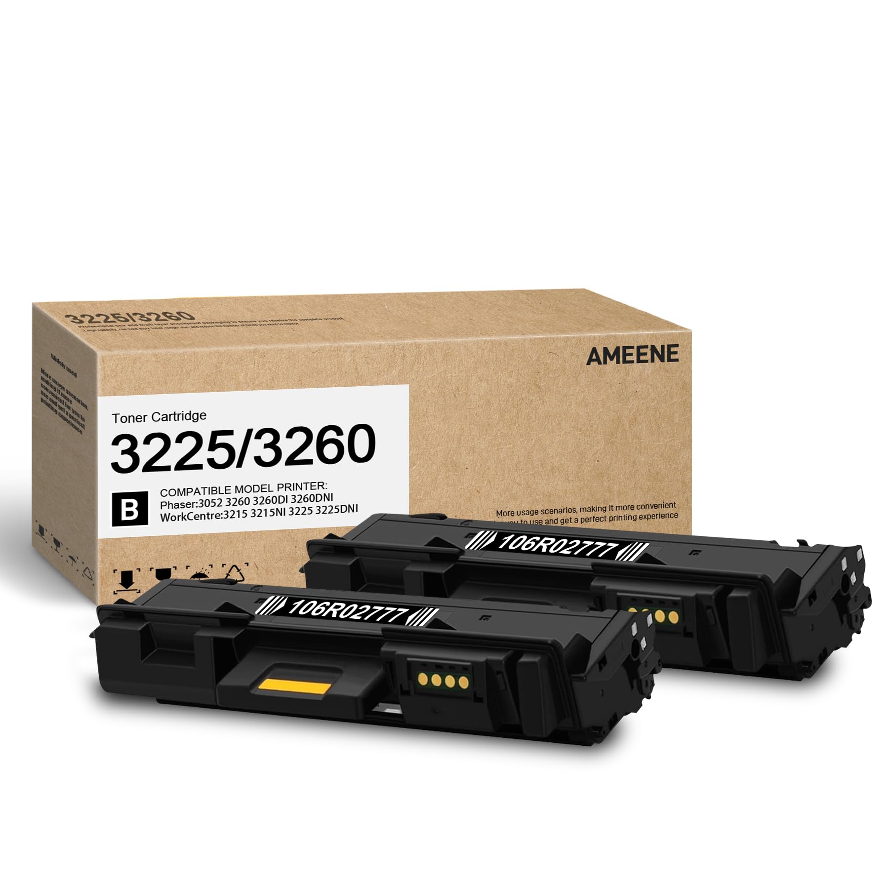 Phaser 3260 Toner Cartridge 2 Pack - 106R02777 Toner Cartridge Replacement for Xerox WorkCentre 3225 3225DNI 3215 3215NI Phaser 3260 3052 3260DI