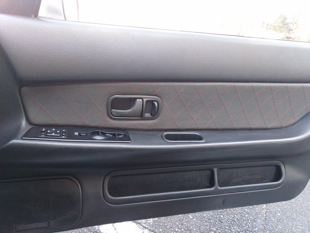 RedlineGoods Door Insert Covers - Front Compatible with Nissan Skyline R32 1989-93. Tailor Made - not Universal. Genuine top-Grade Italian Black Leather with Black Thread