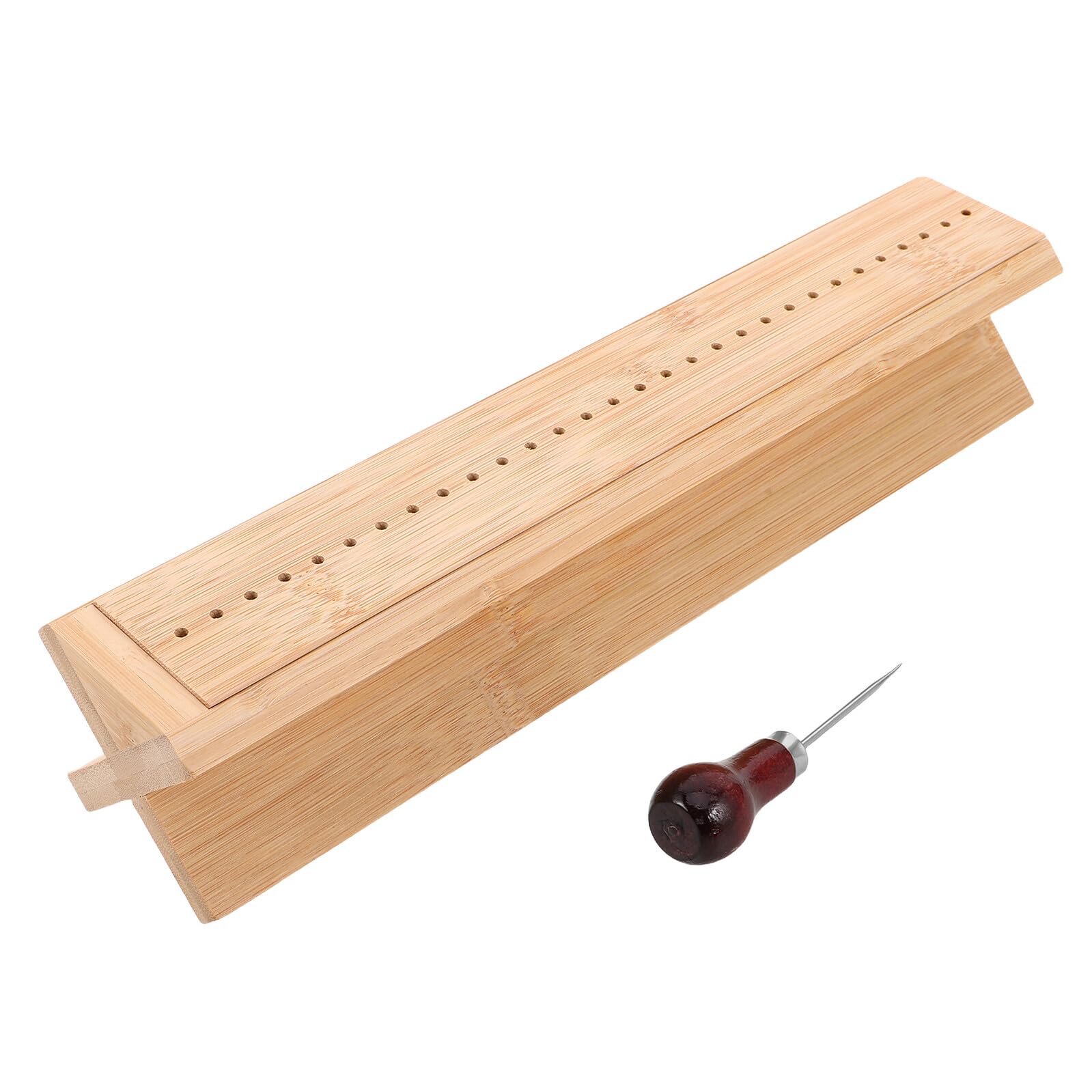 Base de encuadernación de madera de bambú con punzón ajustable WOONEKY 8