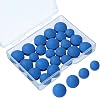 SHENLIU 32 Pcs Pool Cue Tips, 9/10/12/13mm Blue Leather Snooker Cues Tips with Storage Box, Replacement Billiard Cue Tip for Pool, Snooker, Blue