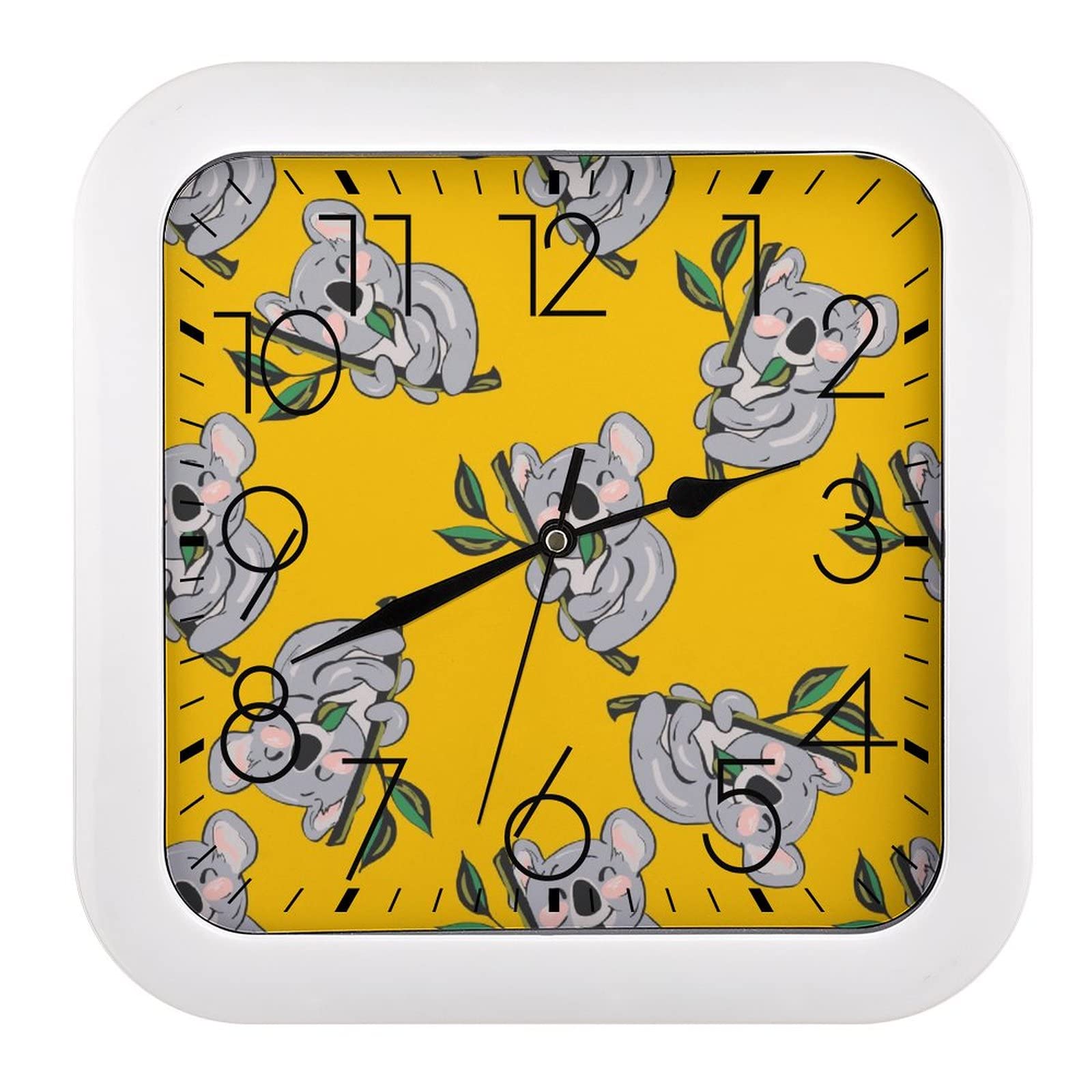 Horloge murale carrée Koala pour cuisine et salon moderne