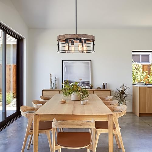 Miniatura 6 de Lámpara de techo moderna de 19.7 pulgadas con tambor de metal para comedor, 4 luces rústicas industriales para comedor, isla de cocina, vestíbulo,