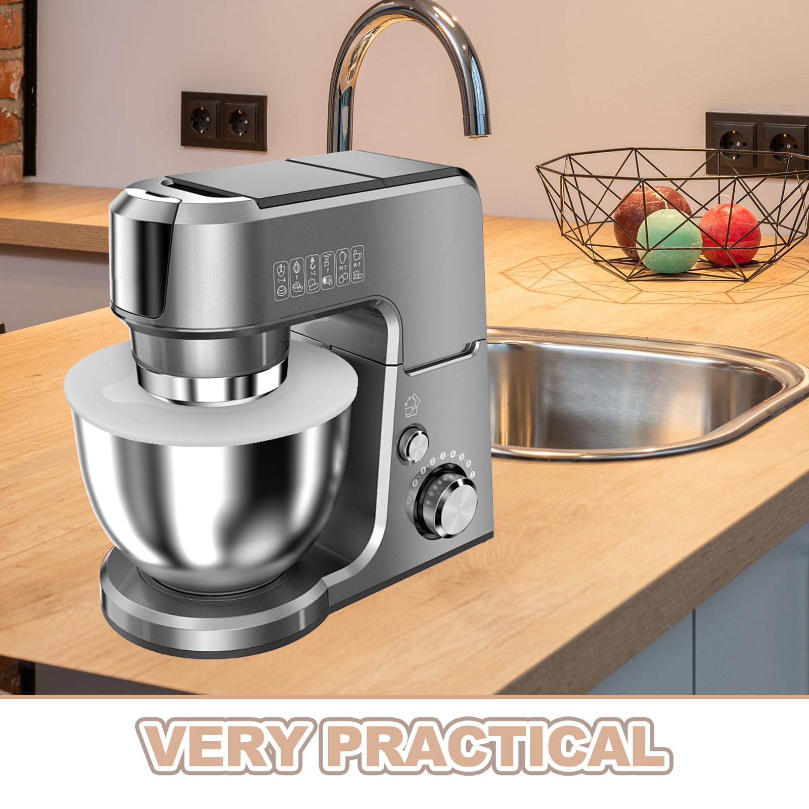 TOYANDONA Coperchio Ciotola Mixer Antipolvere e Antischizzi in Plastica Robusta con Apertura per Ingredienti per Mixer da 7qt Testa Inclinabile, Accessorio Riutilizzabile per Lievitazione