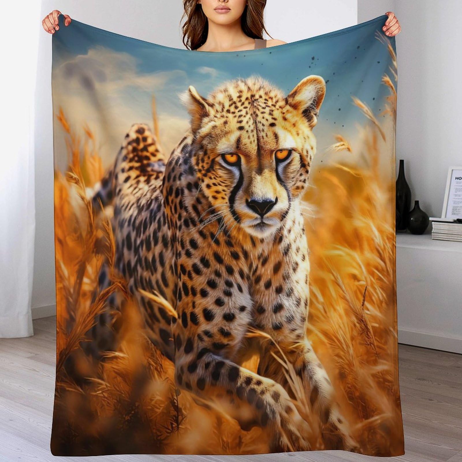 Manta de franela de leopardo, el abrigo grueso y suave para tu sofá de 140x180 cm
