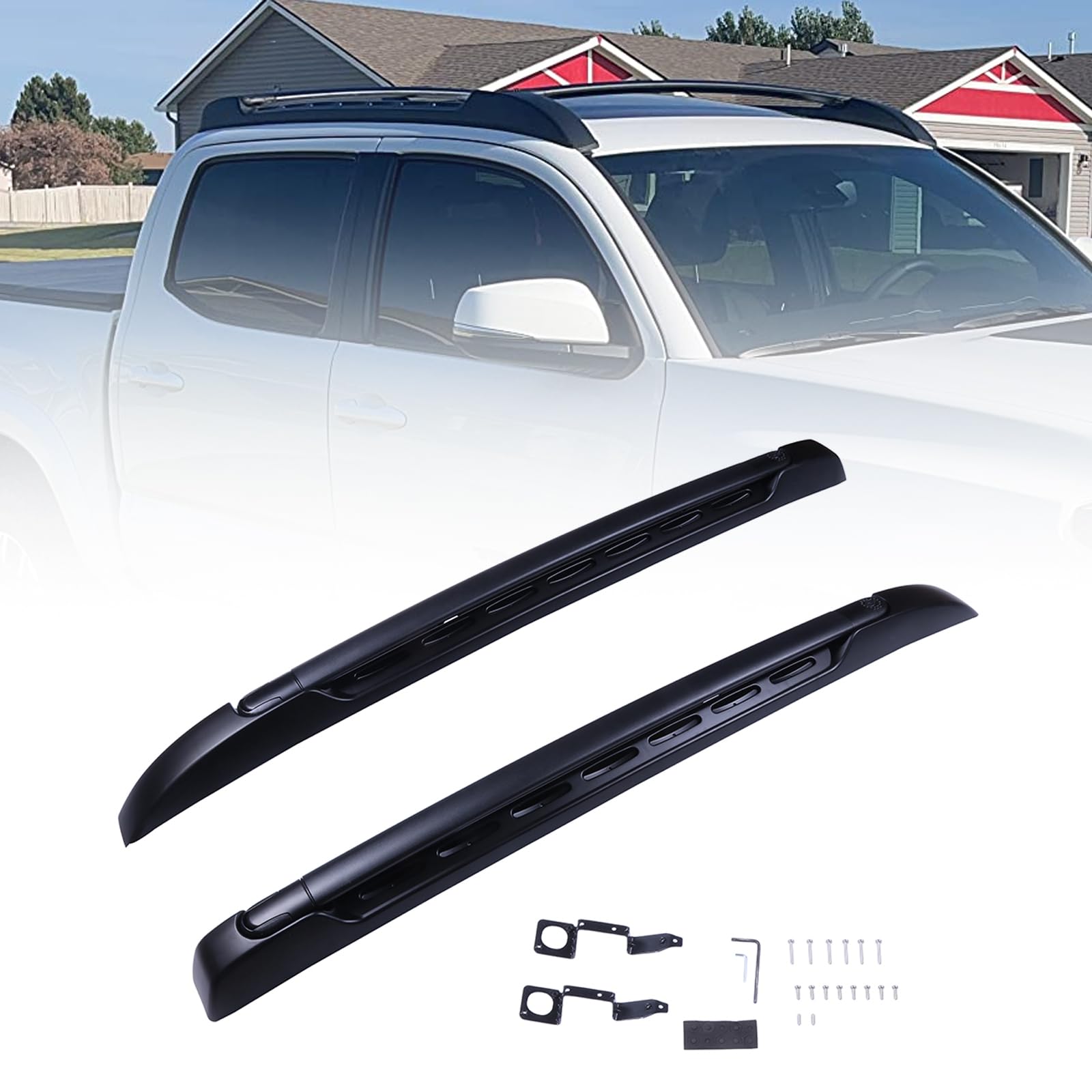 Aluminum Luggage Carrier,Black Roof Rack Cross Bars 150LBS Bearing Compatible with 2005-2023 for Toyota for Tacoma (Fits Double Cab Models Only,Not Fit Access Cab and Not Fit Regular Cab)