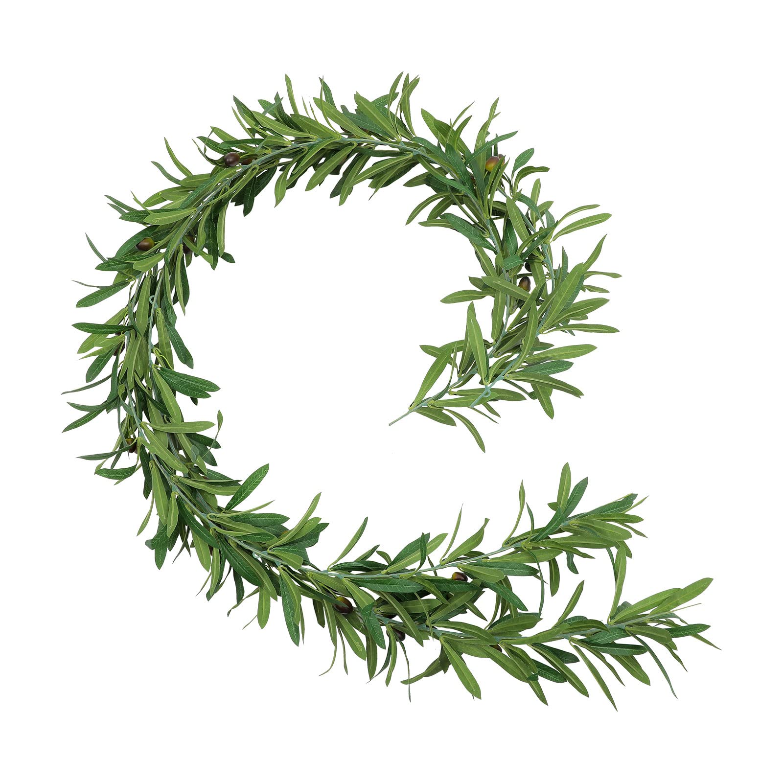 U'Artlines4Pcs Total 24 Ft Artificial Olive Leaf Vine Garland Faux Olives Branch Hanging Greenery Ivy Garland with Fake Fruits for Wedding Backdrop Home Office Garden Wall Door Decor