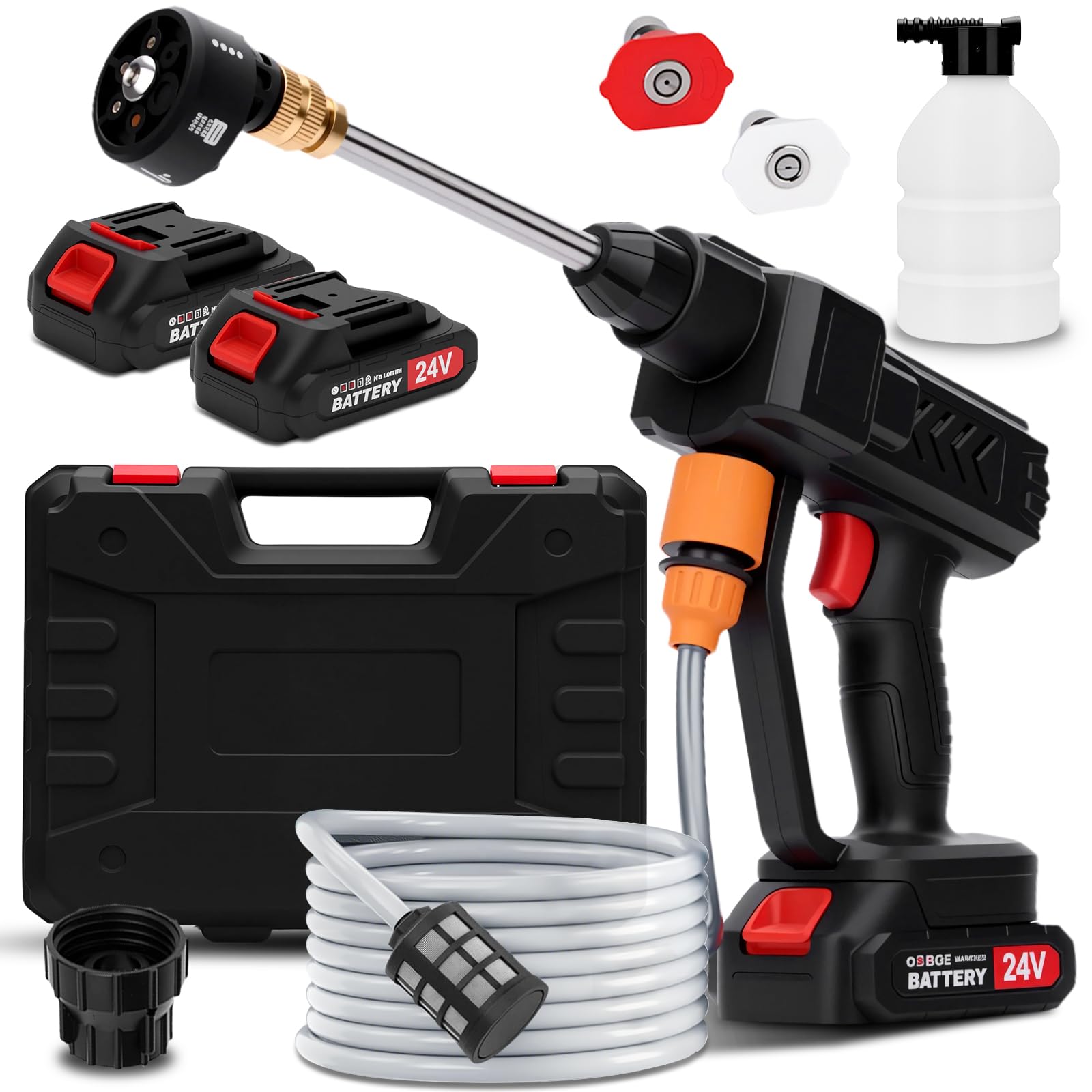 Cordless Pressure Washer Battery Powered, 950PSI Portable Cordless Power Washer with 6-in-1 Nozzle, 6L/min Handheld Battery Pressure Washer with 2 Batteries,Sprays 6-10m Away, for Car/Home/Garden.