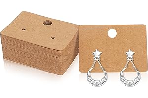 100 Pcs Earring Display Holder Tags Kraft Paper Earrings Cards Hanging Ear Studs Display (Brown)