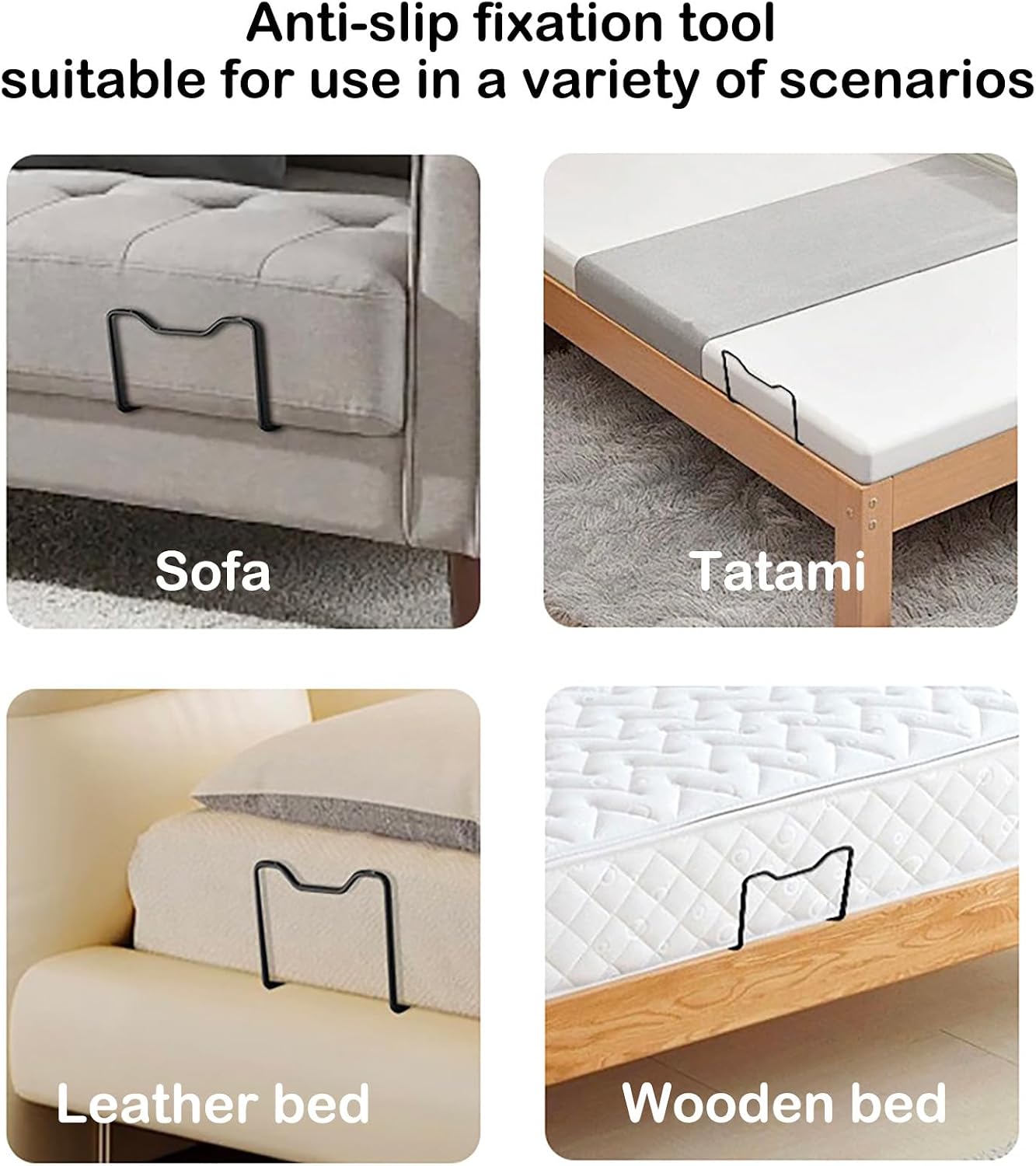 4 Pack Mattress Slide Stopper, Mattress Retainer Bar, Keep Mattress from Sliding, Mattress Stopper to Prevent Sliding Holder in Place, Thickened Extra-Long Mattress Gripper for Most Soft Bed Mattress