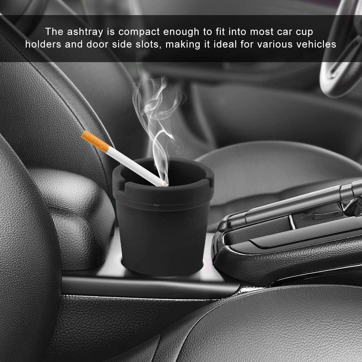 Car Ashtray, Smokeless Smellproof Extinguishing Cigarette Ash Tray for Automotive Cup Holder, Multifunctional Portable Mini Car Trash Can Universal for Most Vehicles Home Office