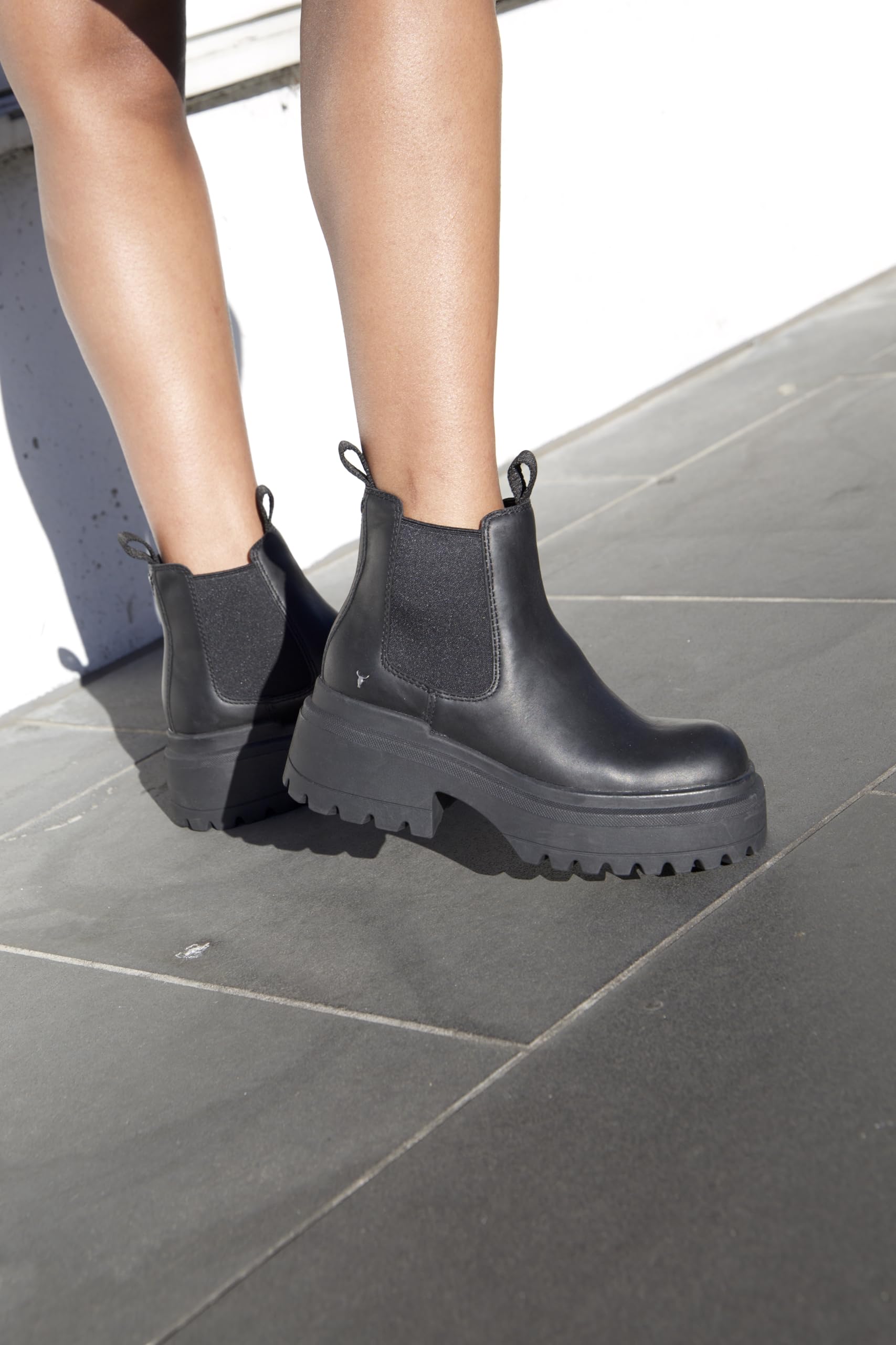 Windsor Smith Donna Nero Chunky Pelle Piattaforma Chelsea Boots - Dopamina