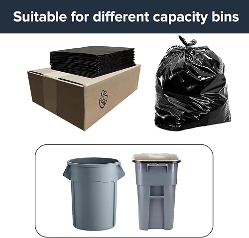Miniatura 7 de Bolsas de basura grandes de 58 galones, resistentes, 100 paquetes, 38 bolsas de basura de 56 a 2 mil, bolsa de basura negra gruesa y grande, bolsa