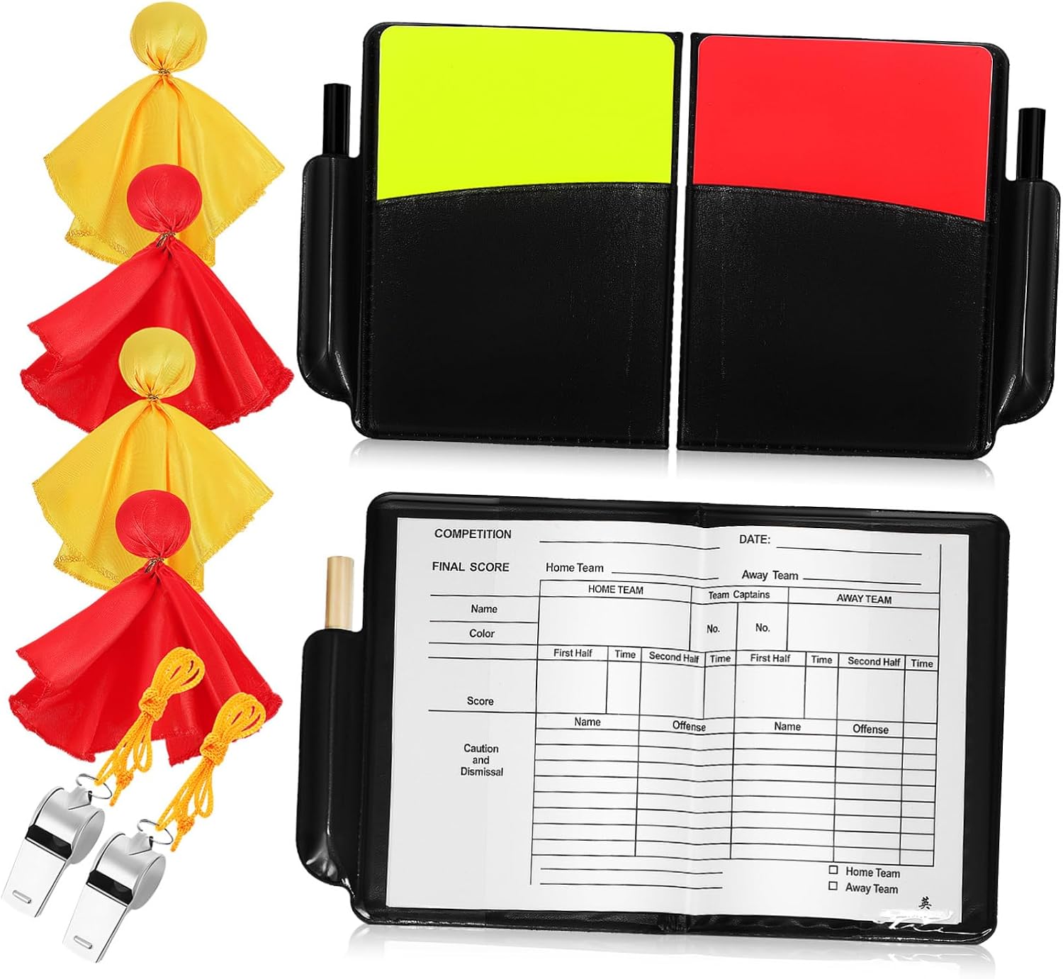 Hemoton Professional Referee Cards with Whistles for Game Control