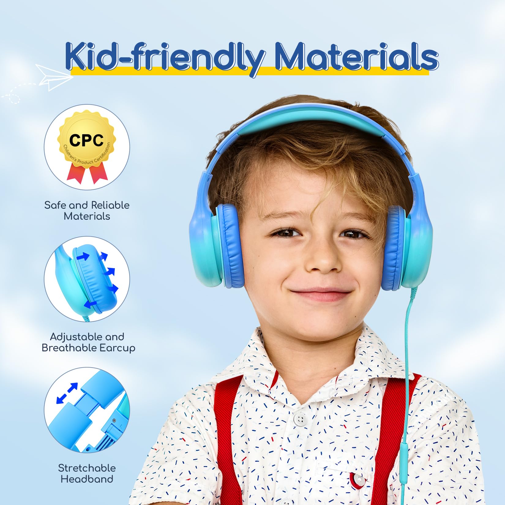 EarFun K1 Kids Headphones Wired with Mic, USB Type C Headphones for Kids view 4
