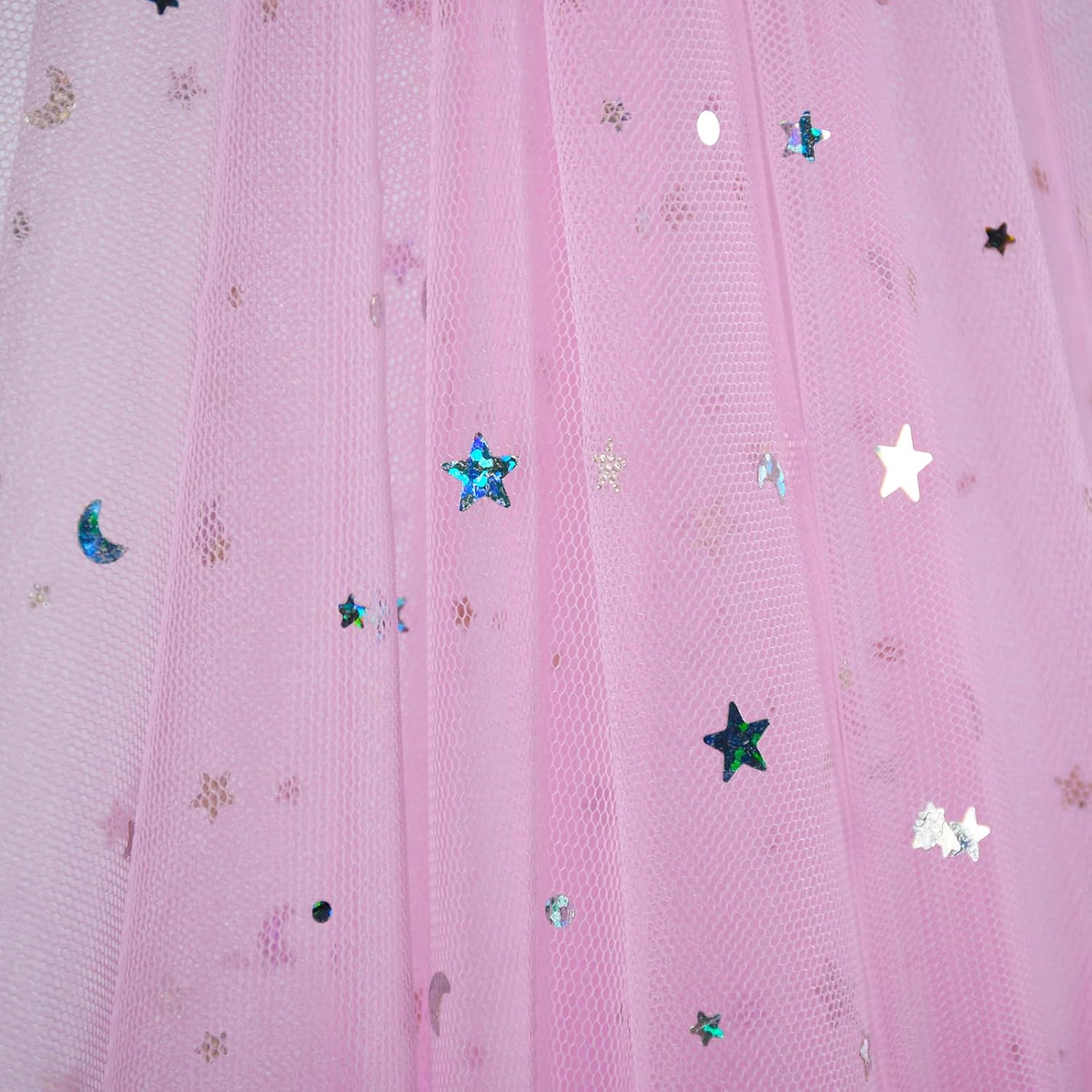 54 Inch x 8 Yards Glitter Tulle Fabric Rolls Laser Stars and Moon Tulle Rolls for DIY Tutu Dress Table Runner Skirt Crafts Sheer Wedding Backdrop Stage Decoration-Navy Blue