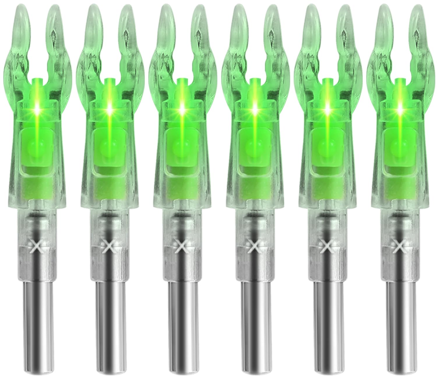 6PCS X Lighted Nocks for Arrows with .204 .233 .244 .246 Inside Diameter with H, S, GT Bushings LED Arrow Nocks, High-Visibility Lighted Knocks, Light Up Nocks with ON/Off Switch for Target Shooting