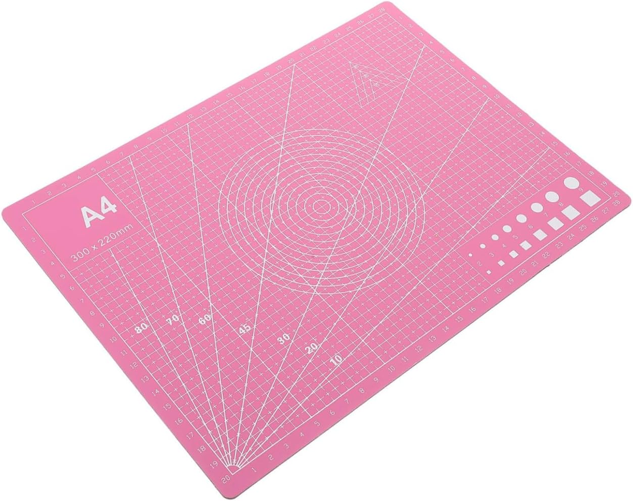 Alipis A4 Double-Sided PVC Cutting Mat Board for Crafts Sewing Engraving, Pink Non-Slip Plastic Cutting Pad with Grid Scale, for DIY Art and Quilting Projects