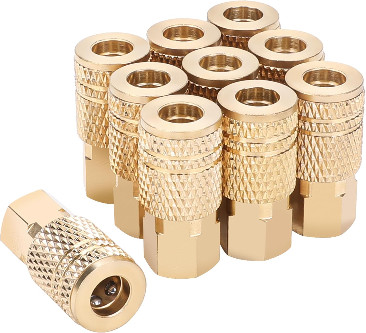 WYNNsky 1/4’’ Brass Air Hose Fittings, I/M Industrial Type, Quick Connect Hose Coupler with 1/4’’ FNPT