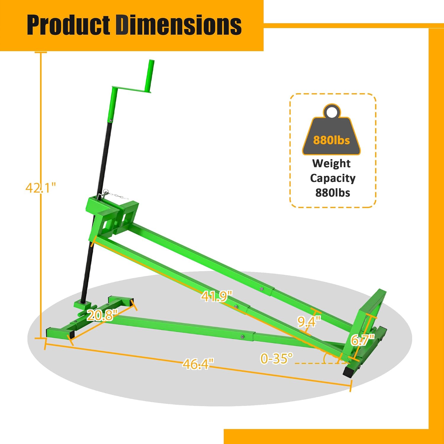 Riding Lawn Mower Lift Jack - 880 Lbs Weight Capacity, Telescopic Maintenance Jack for Lawn Mowers and Garden Tractors - Green