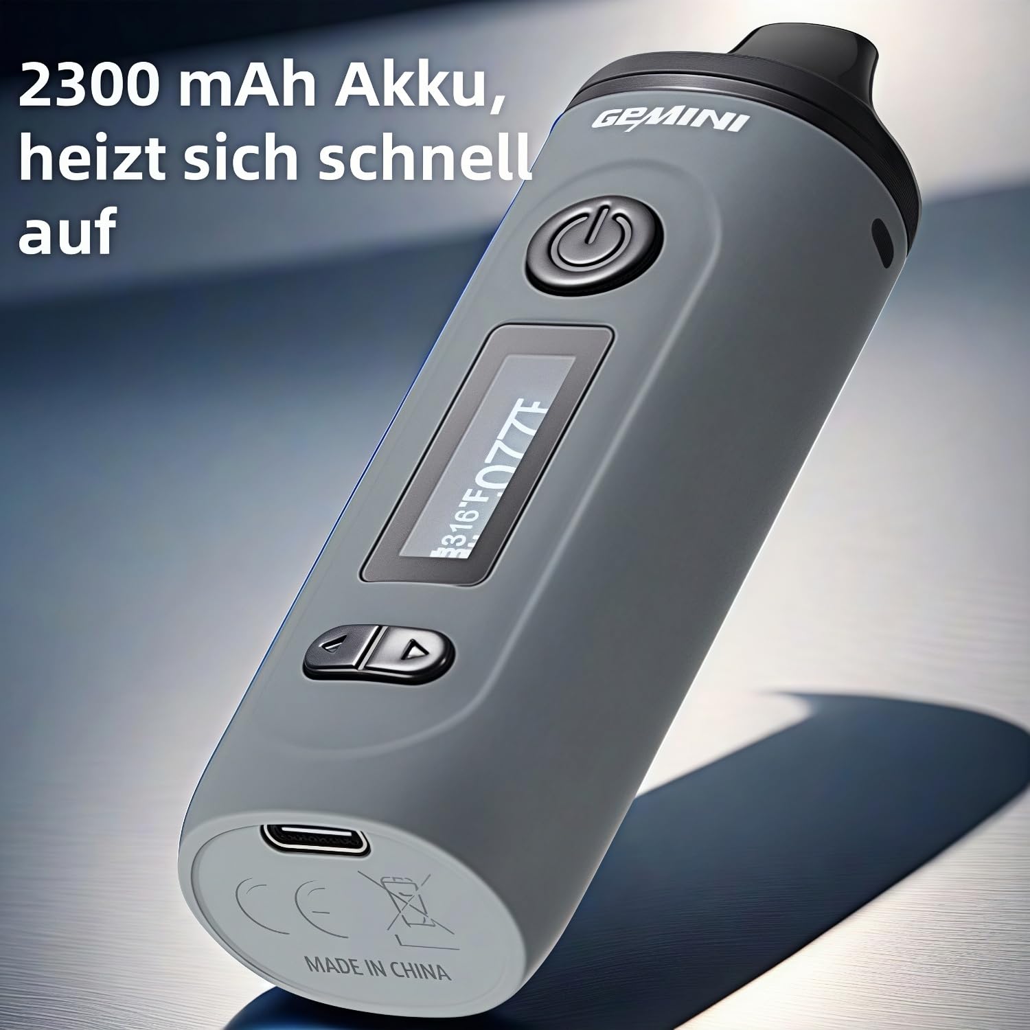 Gemini Vaporizer Cannabis Verdampfer mit präziser Temperaturregelung，Schnell aufheizender Kräuterver dampfer，2200mAh Super-Akku，0,91-Zoll-OLED-Display，Tragbares dry herb vaporizer (Leerzeichen grau)