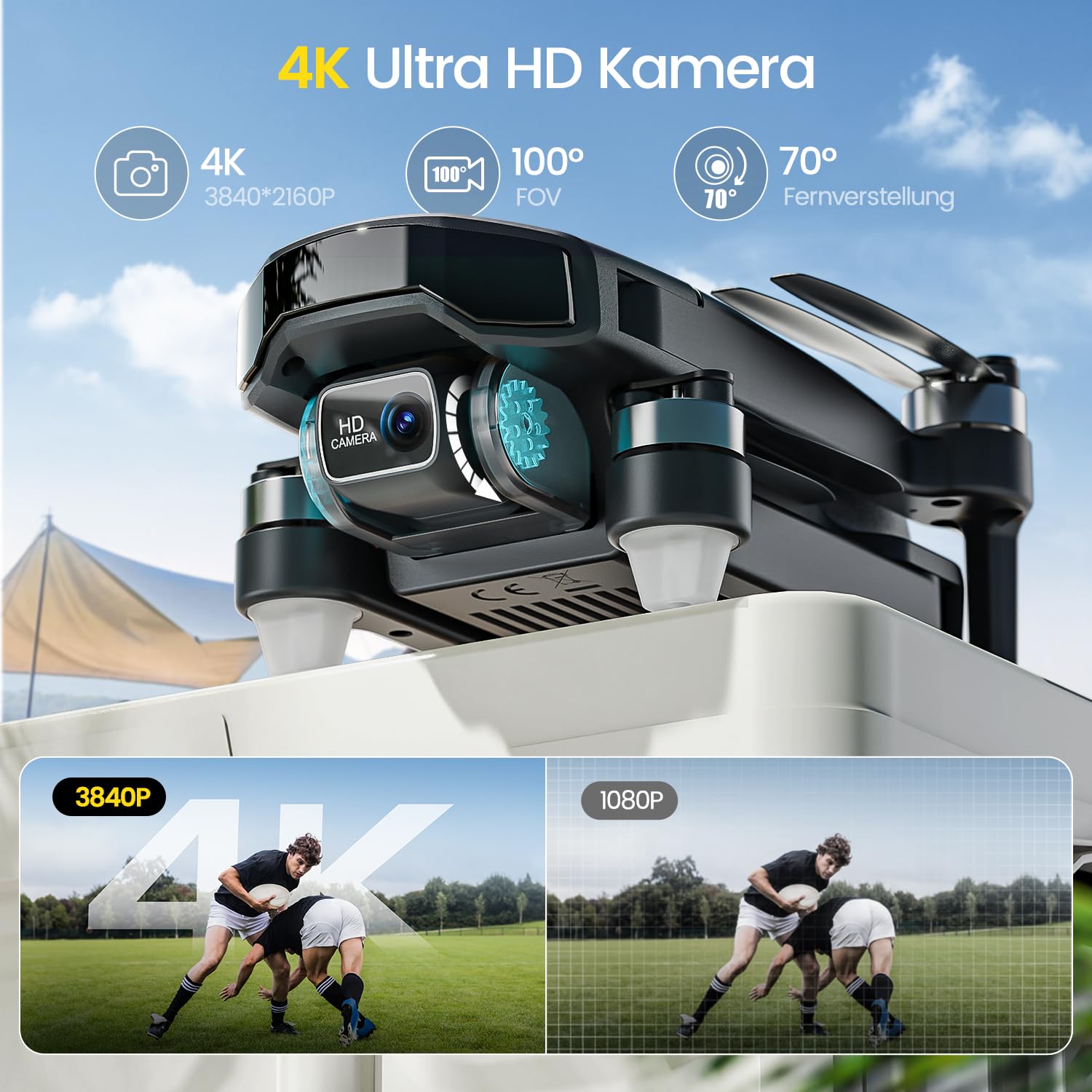 Holy Stone HS460 GPS Drohne mit 4K Kamera für Anfänger& Erwachsene | 52 Min. Flugzeit, Bürstenloser Motor, Follow Me & Rückkehr, 5G FPV Übertragung, Faltbar, Unter 249g